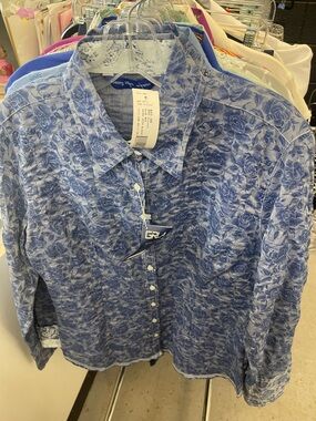 Blue Floral Button-Up Blouse - George